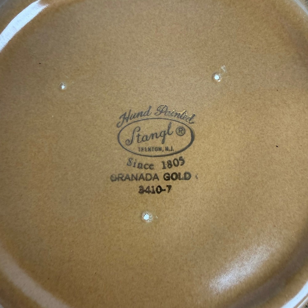 Stangl Granada Gold Bowl Vintage 3410-7 Gold Metallic Ruffled MCM Centerpiece - Picture 3 of 6